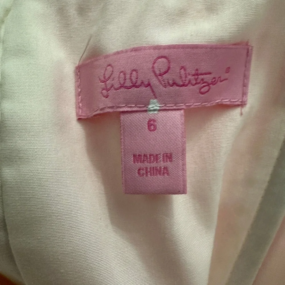 Lilly Pulitzer Lowe Dress Fiesta Pink Gingham Strapless Peplum Size 6 Strapless - Picture 3 of 9